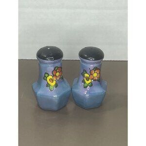 Vintage Nippon Hand Painted Blue Lusterware  Salt and Pepper Set Japan
